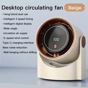 Desktop Wall-mounted Fan Smart Electric Fan 100 Speed Usb Multifunction Bladeless Fan Desktop Silent Wall Mounted Ventilator Fans For Home Office Indoor 360 Air Supply Portable fan Timerable