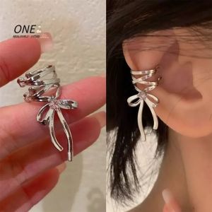 SHUNAICHI Christmas New Design Ribbon Aesthetics Ear Clips Ballet Style Bow-knot Ear Cuff Women Korean Fashion Kpop Earring Party Jewelry Earrings