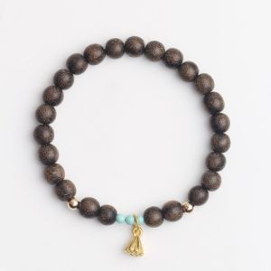 芽庄老料天然越南沉香佛珠手串圆珠单圈手串手工女款Nha Trang Natural Vietnamese Agarwood Buddha Beads Hand String Round Beads Single Circle Hand String Handmade Womens Style