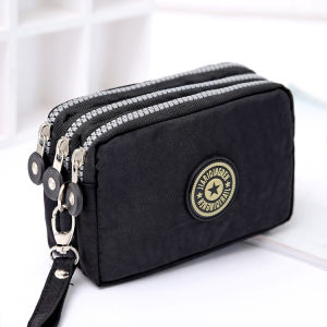 NALLCHEER Clutch Bag Large Capacity Multi-Compartment Triple Zipper Coin Purse Cosmetic Bag Mobile Phone Bag Clutch Portable Bag