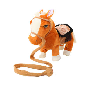 YF Kids Soft Electric plushie Horse Toy Sings Dances Leash-Walking (3 AA Batteries Not Included) FY