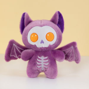 YF Skeleton Bat Plushie Halloween Gothic Spooky Stuffed Animal Doll Home Party Decor Holiday Gift FY