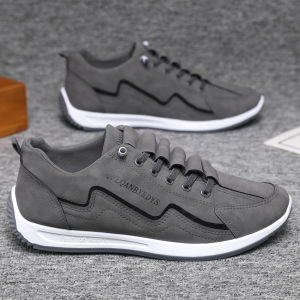 รองเท้าผู้ชาย 2025 ฤดูใบไม้ผลิและฤดูใบไม้ร่วงใหม่อินเทรนด์ผู้ชายกีฬารองเท้าผ้าใบหนังแบบสวมลำลองสำหรับวัยรุ่น