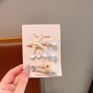 LZ59 Starfish Pearl Hair Clip Women Cute Side Barrette Bangs Fringe Hair Accessories L59Z