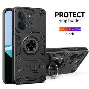 Applicable to Redmi 15C mobile phone case Five Heroes A5 rotating ring bracket Redmi Note14 magnetic protective case. h260709