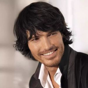 Foreign trade European and American fashion mens short hair upturned brown wig fluffy partial long bangs straight hair