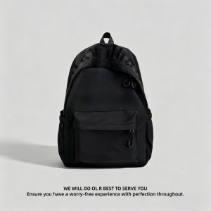 FQ1 Nylon Laptop Backpack for Women Students Japanese Style Embroidered School Bag with Curved Straps QF1