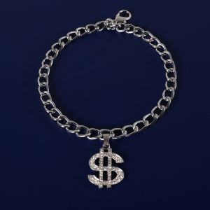 Foreign trade pet metal dollar pendant gold necklace cat magic dog diamond nouveau riche Internet celebrity collar
