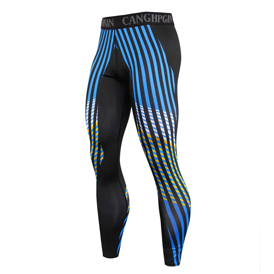 Men's Compression Pants, Quick Dry Printed Tights, Fitness Workout