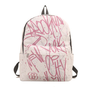 FQ1 Womens Canvas Backpack Large Capacity Graffiti Print Casual School Bag Outdoor Travel Rucksack QF1