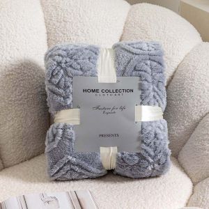 Jacquard Tafu Fleece Blanket Solid Color Winter Plush Fleece BedspreadWarm All-Season Polyester Throw for Bed and Office NapMachine Washable-Without Pillowcase