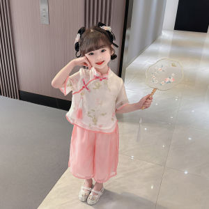 DSF Studio Hanfu Girls Summer Clothing New Ancient Style Super Fairy Girls Baby Summer Childrens Tang Clothing Suit New Chinese Style