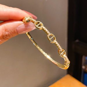 Fashion bracelet womens new 18K real gold electroplated zircon buckle bracelet light luxury high-end bracelet fashion temperament bracelet