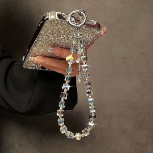 Cao cấp trong suốt Bead dây đeo điện thoại sang trọng dây có dây đeo cổ tay Keychain cho túi ví trường hợp Thanh Lịch giá đỡ điện thoại cho xe đạp Dây đeo với kẹp kim loại phụ kiện thời trang