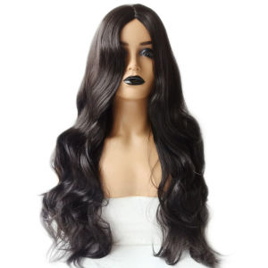 Amazon Wig cross-border wig black medium parting big wave long curl fluffy synthetic fiber full head cover