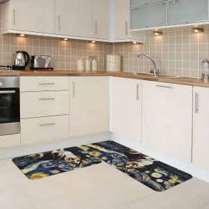 New American-style Retro Kitchen Floor Rug Dirt-resistant Wear-resistant Two-piece Kitchen Mat Set Carpet 新款美式复古厨房地垫 耐脏耐磨组合厨房垫两件套 FUNIANQI