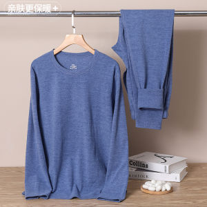 Autumn/Winter Thin Snowflake Fleece Thermal Underwear Set for Men and Women (Round Neck Fleece Undershirt and Trousers)