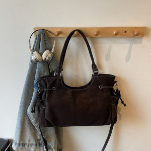 clu Retro Casual Suede Tote Bag for Women Fashion Large Capacity Shoulder Bag Commuting Crossbody Bag ulc