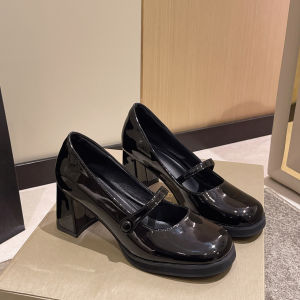 SHUNAICHI Coarse Heel Small Leather Shoes Womens Autumn Retro British Style Loafers Japanese Jk Shoes Mary Jane Single Shoes