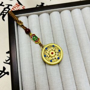 已开光 招财 古法沙金五福圆满汽车钥匙扣挂件高档原创手工福吉平安钥匙链礼物 High-end Original Handmade Fuji Peace Keychain As A Gift for Car Keychain Pendant
