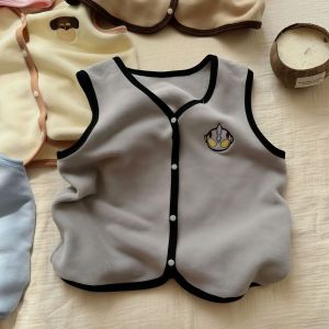 เสื้อกั๊กฤดูใบไม้ร่วงและฤดูหนาวสำหรับเด็ก ขนแกะด้านในสวมใส่สองด้าน เสื้อกั๊กอุ่น ผ้าขนสัตว์ชนิดหนึ่งหนาสวมใส่ด้านนอก【Hippobaby】