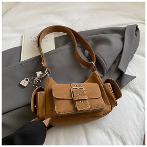 LZ69 Western Style Suede Multi Pocket Crossbody Bag For Women Retro Spicy Girl Fashion Shoulder Bag L69Z