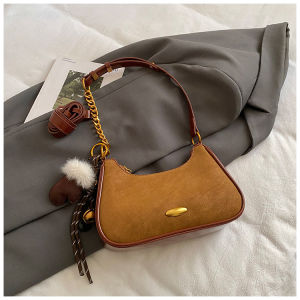 FX Metal Chain Decoration Crescent Armpit Shoulder Bag for Women Fashionable Commuting Crossbody Bag XF