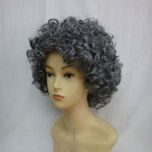 Granny gray hood film and television gray old lady wig campus performance funny fans grandma wig