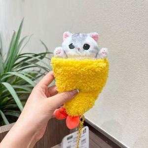 clu Mofusand Plushie Sakura Pink Shark Cat Plush Mascot Retractable Keyring Bag Accessory for Backpack ulc