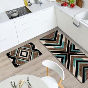 American-style Retro Kitchen Floor Mat Dirt-resistant Wear-resistant Bedside Carpet Bedroom Entrance Area Mat Carpet Rug 美式复古厨房地垫 耐脏耐磨 床边地毯 卧室入户地点 FUNIANQI