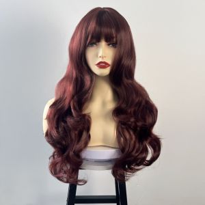 Multi-color long roll simulated hair full headgear air bangs long hair chemical fiber mechanism headgear