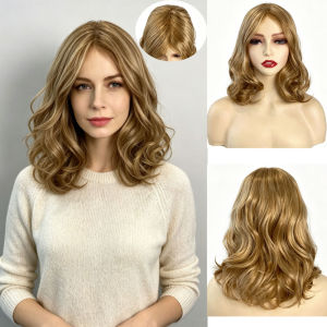 European and American chemical fiber wig female blonde medium short curly hair medium long big wavy curly hair headgear