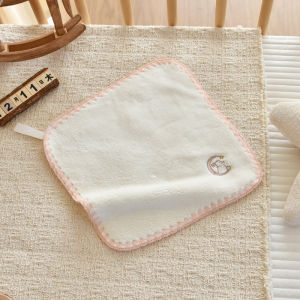 Baby Bibs Square Towel Super Soft Coral Fleece Face Towel Embroidery Boys Girls Handkerchief 25CM