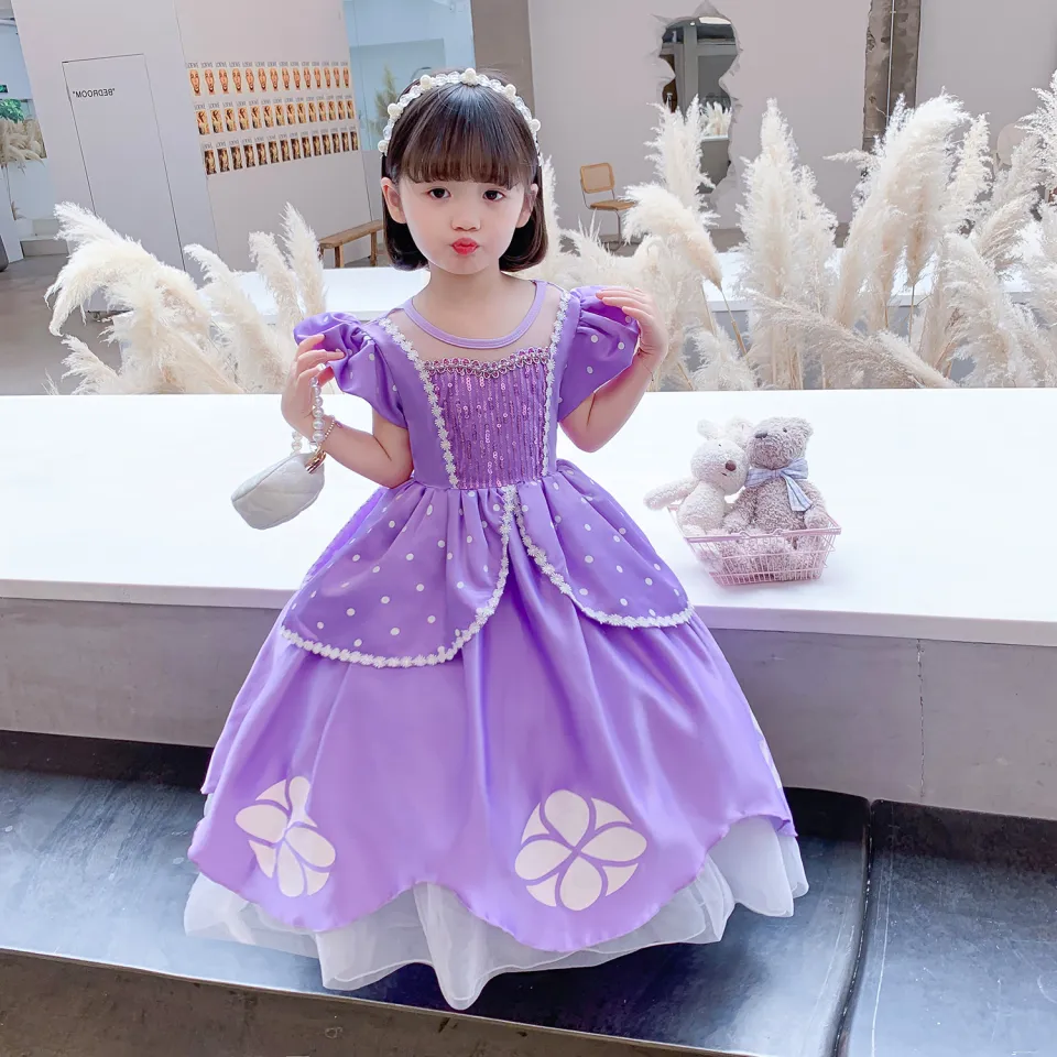 Sofia Princess Dress for Girls Cosplay Costumes Kids Christmas Clothes  Embroidery Lace Children Formal Birthday Party Dress 10Year