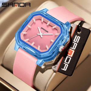 SANDA Kids Watch Original Jelly Color Quartz Watch Square Watch Minimalist Exam Watch Sports Watches for Students Silent Luminous Waterproof Casual Fashion Watches