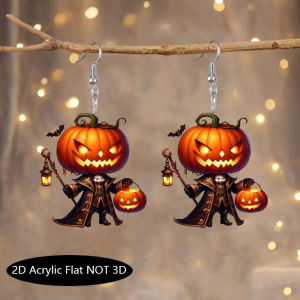 BS Halloween scary pumpkin man earrings Cartoon flat acrylic earrings niche personalized earrings SB