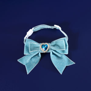 Pet Love Velvet Bow Collar Pearl Gemstone Adjustable Silver Bow Tie Cat Dog Birthday Accessories