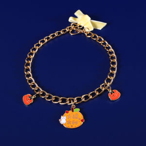 Pet Cat Shiba Inu Puppy Fu Brand Metal Pendant Necklace Strawberry Peach Blossom Big Orange Dali Bow Item