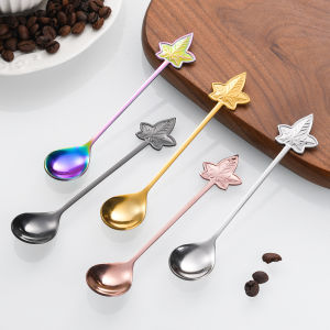 Sáng Tạo Lá dĩa trái cây thép không gỉ tráng miệng bánh thìa muỗng pha cà phê món quà dụng cụ nhà bếp