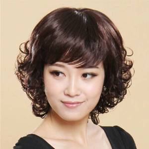 Wig Womens short curly hair middle-aged womens wigs are fluffy and natural and the whole wig cover is realistic.