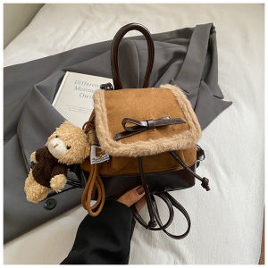 FX Retro Versatile Breathable Suede Backpack for Women Lightweight Soft Leather Daily Outdoor Bag XF