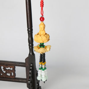 已开光 招财 汽车挂件莲花观音佛保平安高档小车内装饰用品车载后视镜挂件挂饰礼物 Car Pendants Lotus Guanyin Buddha for Safety High-end Car Interior Decoration Items Car Rearview Mirror Pendants Pendant Gifts