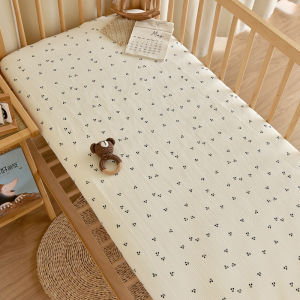 ตัวป้องกันผ้าคลุมเตียงคลุมที่นอนทารกพิมพ์ลายผ้าปูที่นอนพอดีเปลผ้าฝ้าย100% ระบายอากาศได้