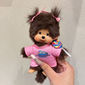 LZ60 Monchhichi Lollipop Plushie Pink T-shirt Keychain Cute Trendy Toy Vinyl Plush Doll Bag Charm L60Z