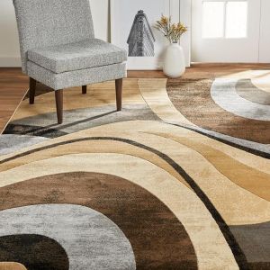 Nordic Striped Floor Mat Living Room Carpet American Vintage Hotel and Homestay Decorative Carpet Dirt-resistant Bedroom Bedside Rug 北欧条纹地垫 客厅地毯 美式复古酒店民宿装饰地毯 耐脏卧室床边毯 FNQ