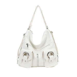 FQ1 Solid Color Punk Style Leather Shoulder Bag for Women Large Capacity Metal Buckle Crossbody Bag QF1