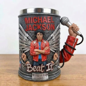 Michael Jackson King of Pop 3D Embossed Resin MugClassic Album StylesStainless Steel Liner Collectible Coffee Cup for MJ Fans