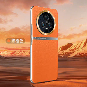 Applicable to OPPOReno11Pro electroplated plain leather metal ring mobile phone case FindX6Pro all-inclusive lens case h260709
