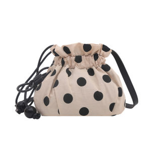 FQ1 2026 Korean Style Polka Dot Shoulder Bag Fashionable Versatile Commuter Bucket Bag QF1
