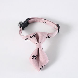 Pet bow collar gray pink tie adjustable small and medium pet collar printed British style gentlemans bow tie